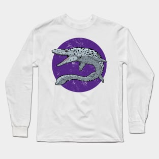 Mosasaurus on Purple Circle Long Sleeve T-Shirt